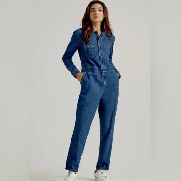 LEE Union Alls Denim Coveralls Utility Jumpsuit, size Large - Picture 1 of 12
